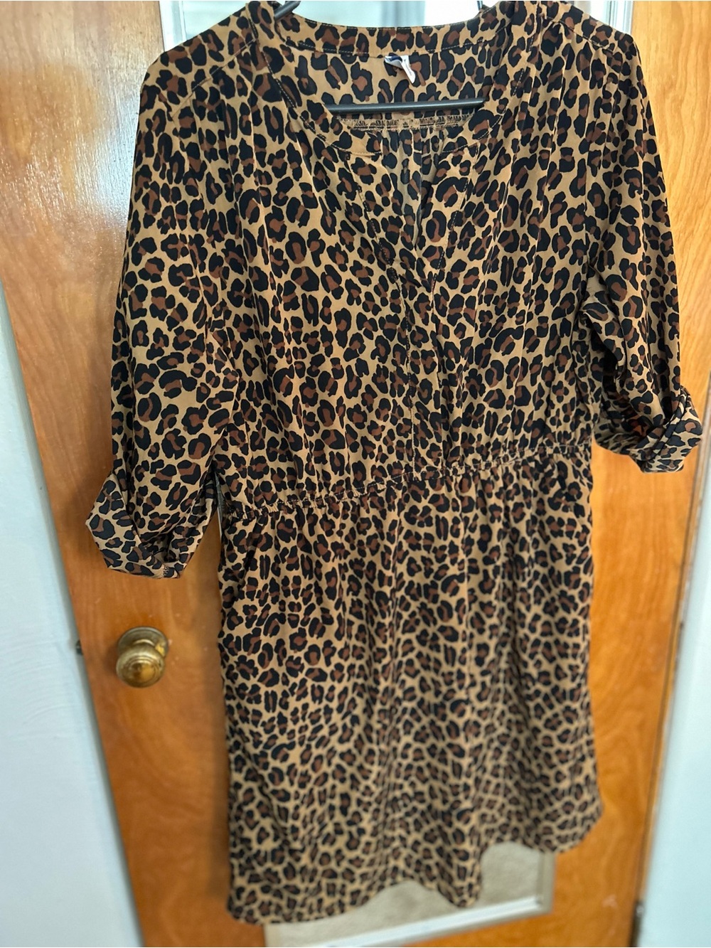 Old Navy Leopard Print Brown and Black Midi Dress